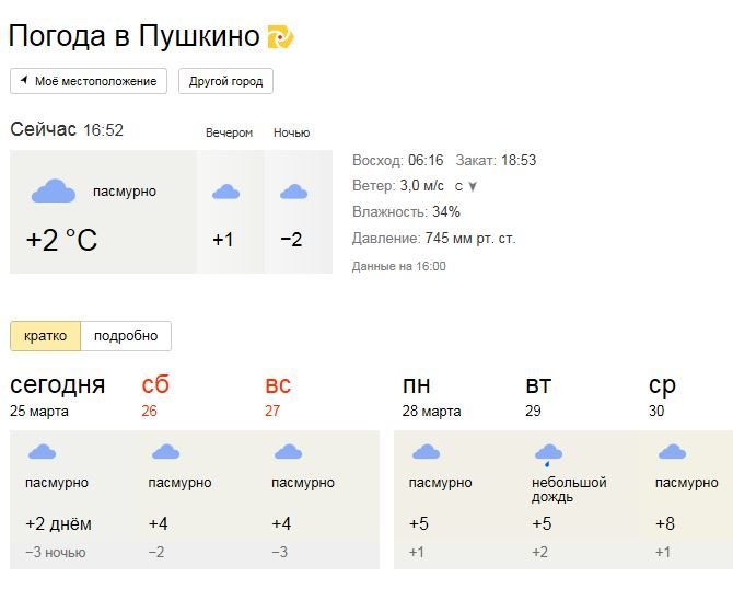 Прогноз погоды в пушкине на 14 дней